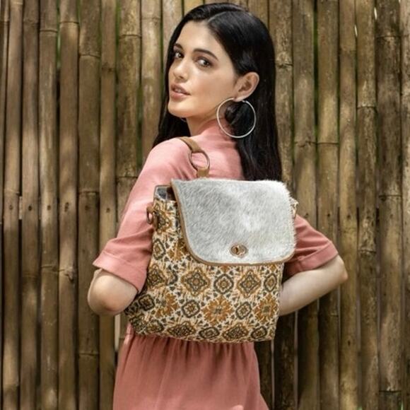 Myra Ancient Art Shoulder Bag Backpack Festival Boho Artsy Wearable Art main image 6